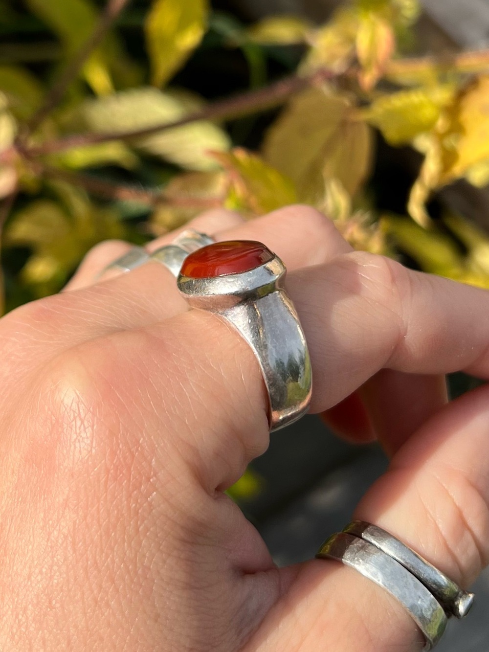 Chunky Silver & Red Ring - Picture 4 of 10